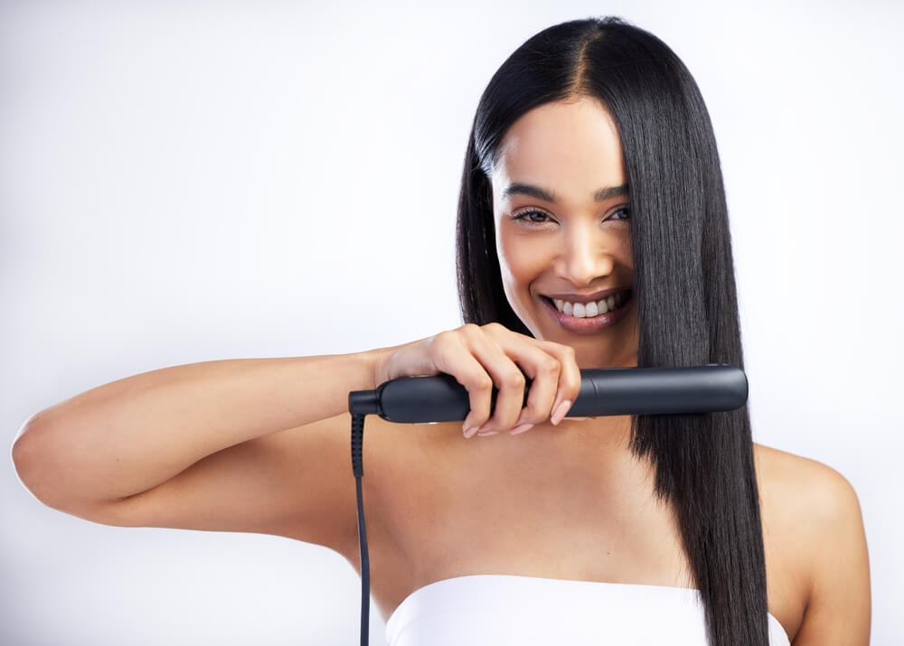 woman flat iron