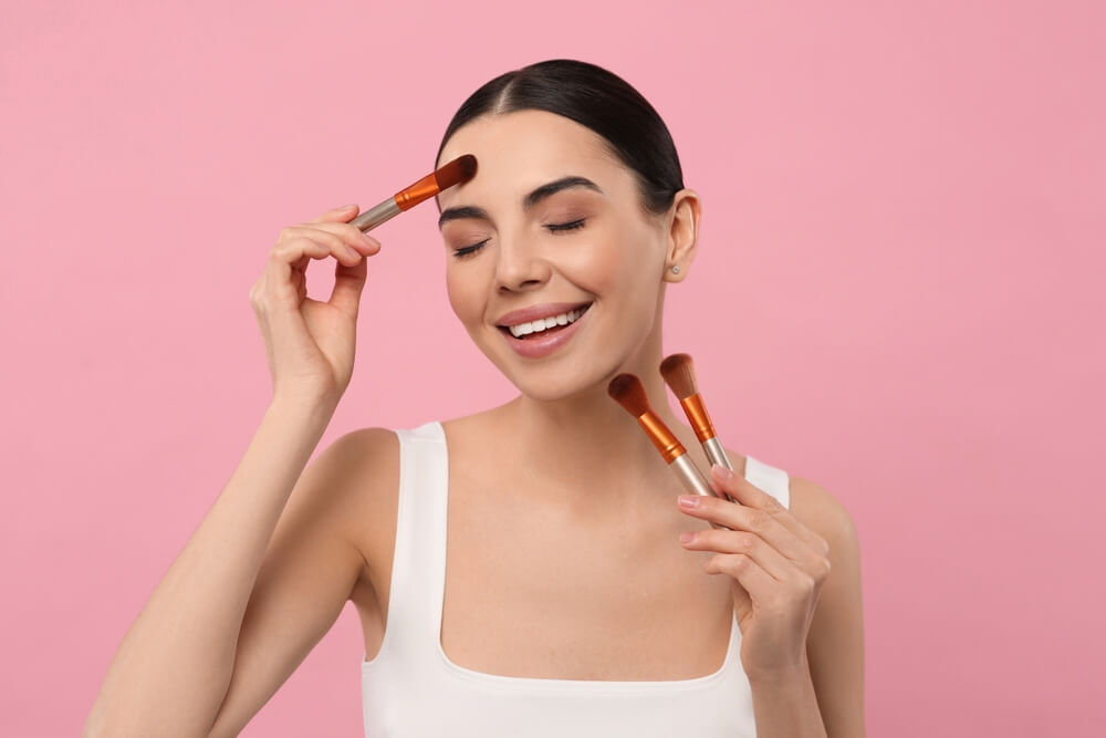 woman makeup brushes